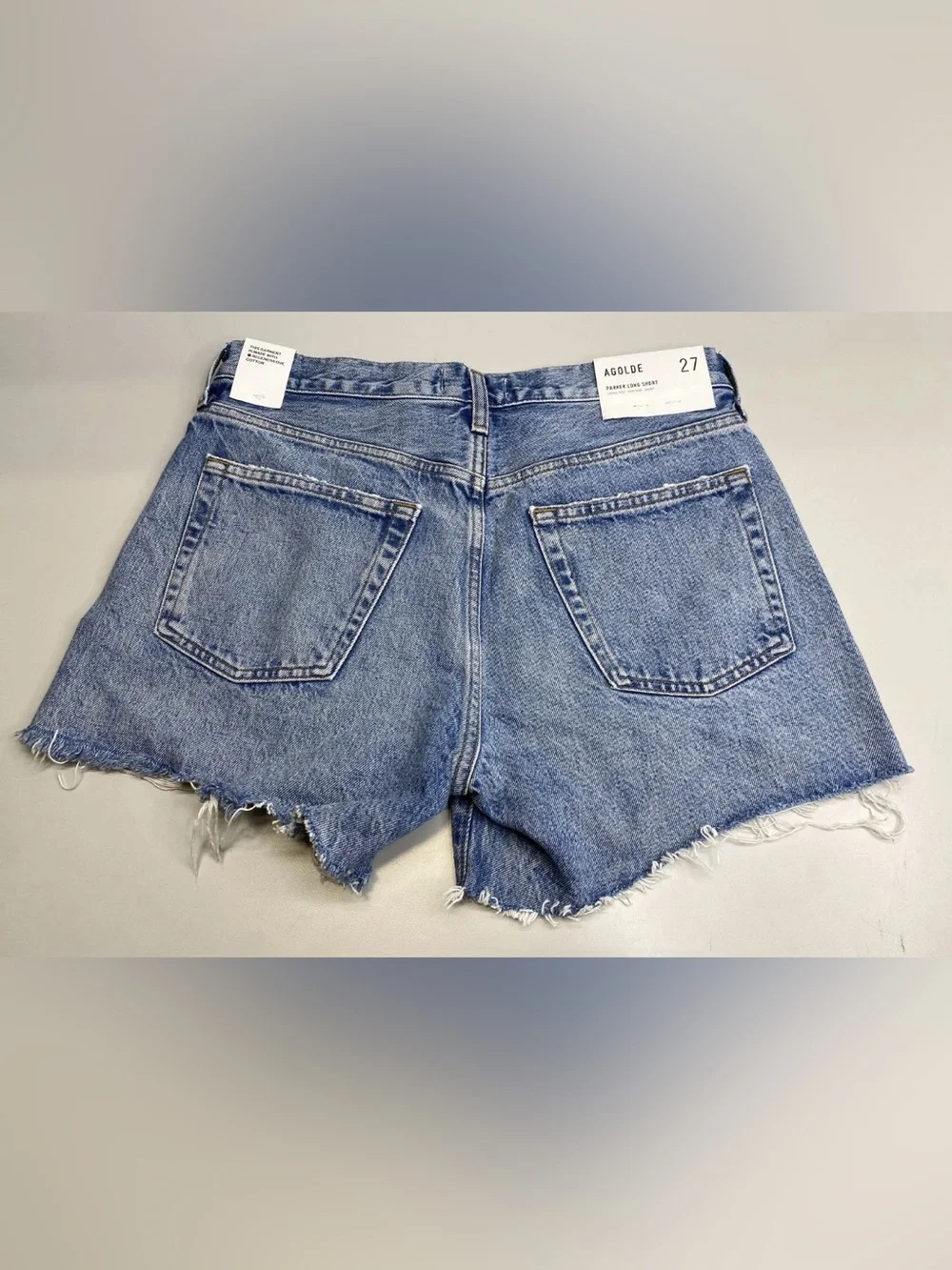 Agolde Womens Long Short Community Blue Size 27 Parker Loose Fit Vintage Fray